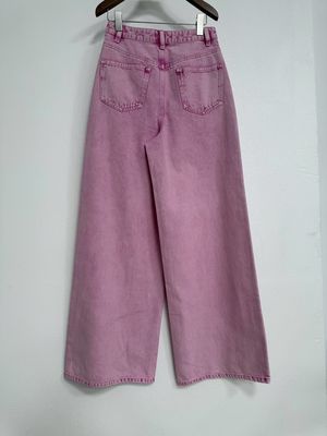 Ekstra Uzun Geniş Bacak Tasarımı, Bacak Uzatma Efekti İçin Pembe Jeans