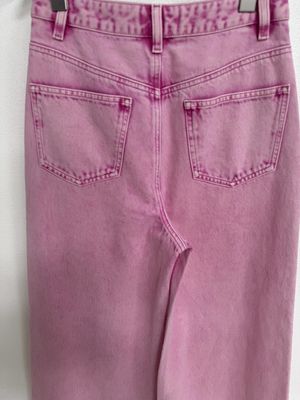 Ekstra Uzun Geniş Bacak Tasarımı, Bacak Uzatma Efekti İçin Pembe Jeans