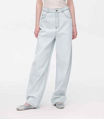 Muz Kesim Kavisli Tasarım Şımartıcı Düz Bacak Jeans Çeşitli Vücut Tipleri