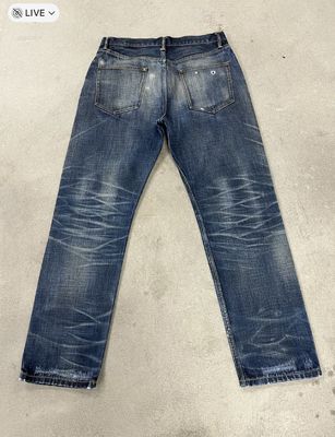 Klasik Koyu Yıkama Düz Bacaklı Jeans Vintage Görünüm için Bıyıklı ve Solgun