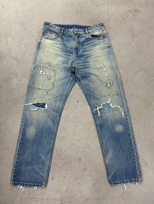 Hafif Yıkama Denim Altı Ağır Sıkıntılı Sert Vintage Görünüm