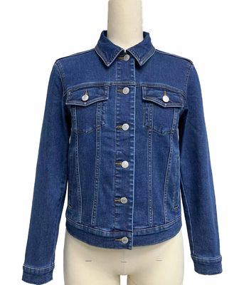 Zamansız Dark Indigo Tasarımı Klasik Fit Denim Tişört Düğmesi Aşağı Ön Kapama