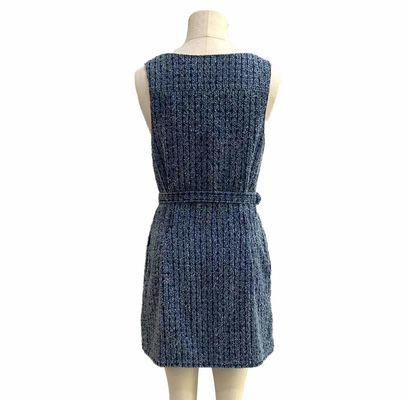 Moderne ve zarif bir görünüm için dokuma Tweed örgü kumaş denim elbise