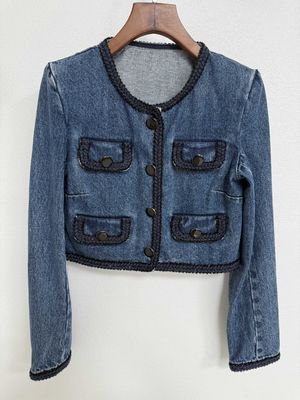 Yıkanmış Denim Blazer Giysi Jeans Texturlu Yüksek End Görünümüyle Blazer