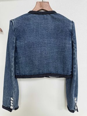 Yıkanmış Denim Blazer Giysi Jeans Texturlu Yüksek End Görünümüyle Blazer