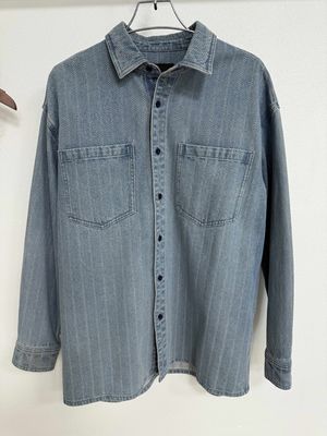 Şık jacquard desenli vintage kot gömleği