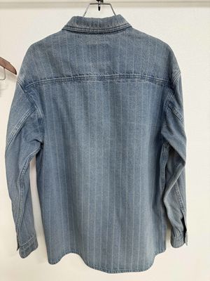 Şık jacquard desenli vintage kot gömleği